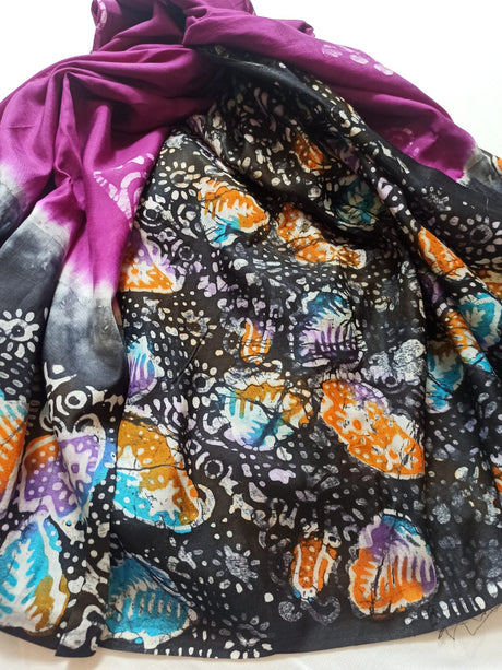 Raw Silk Batik Saree with stitched blouse