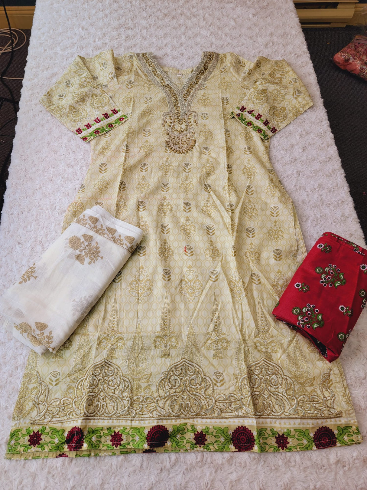 Indian Cotton Stitched Embroidery Suit Ready To Ship