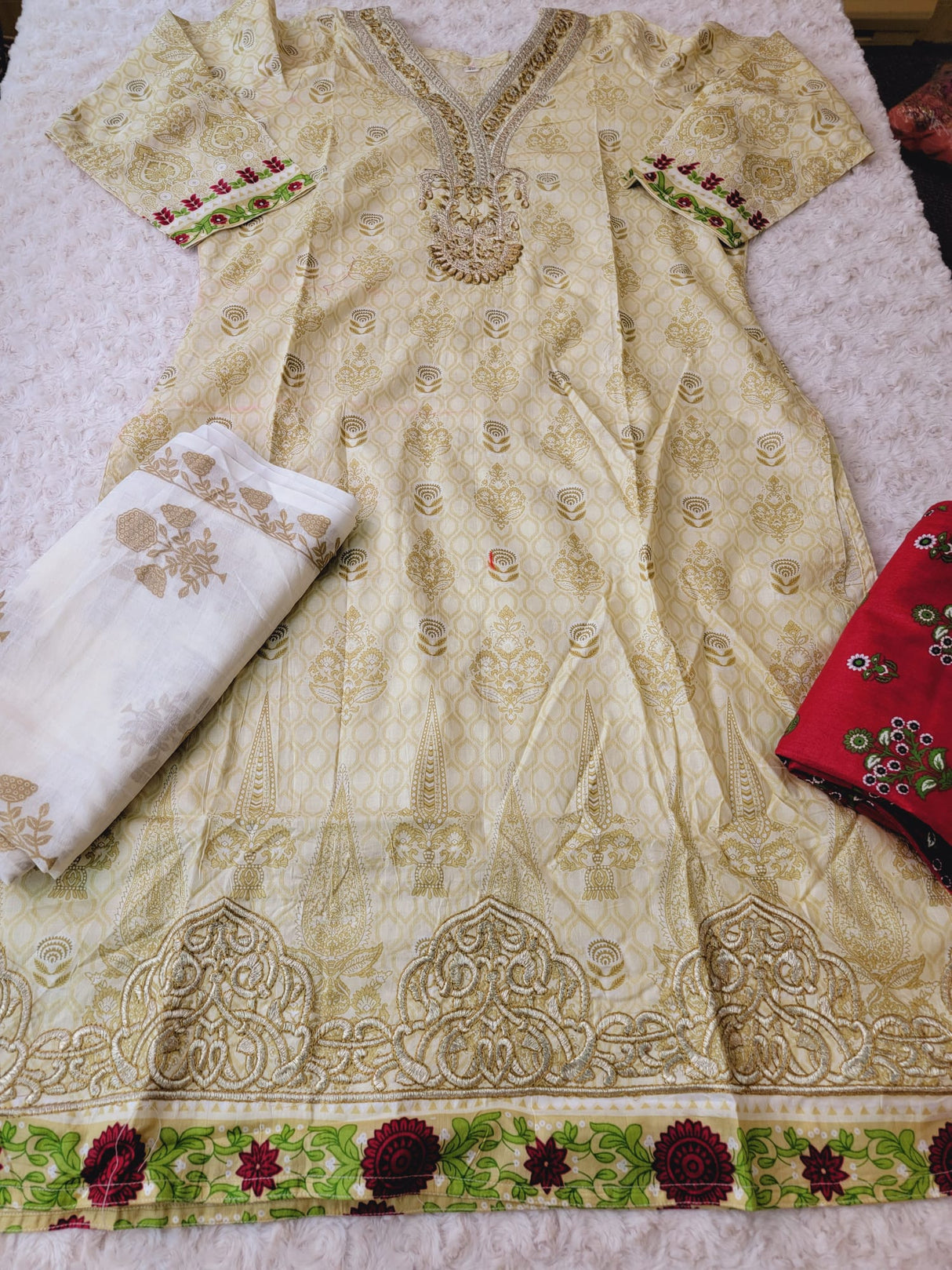 Indian Cotton Stitched Embroidery Suit Ready To Ship
