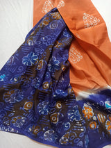 Raw Silk Batik Saree with stitched blouse