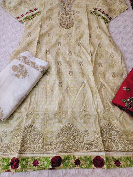 Indian Cotton Stitched Embroidery Suit Ready To Ship