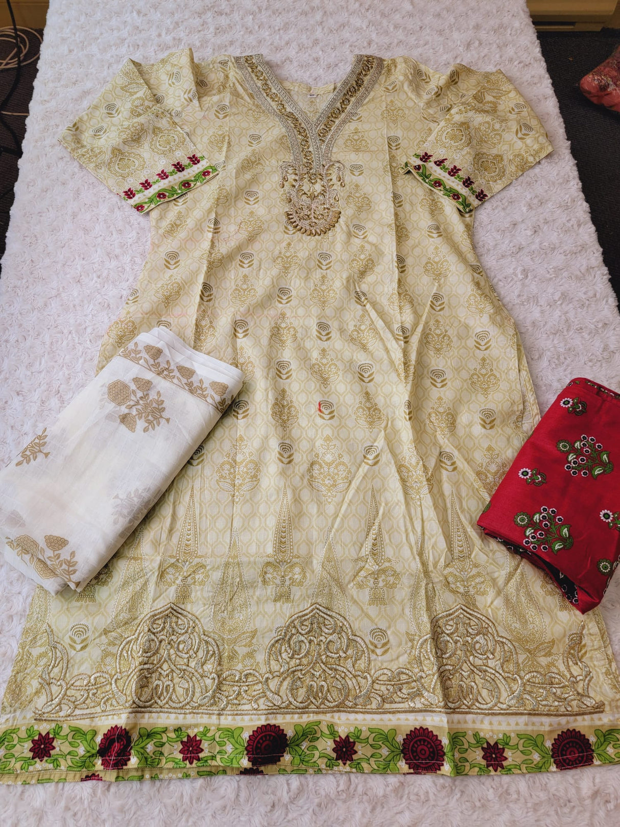 Indian Cotton Stitched Embroidery Suit Ready To Ship
