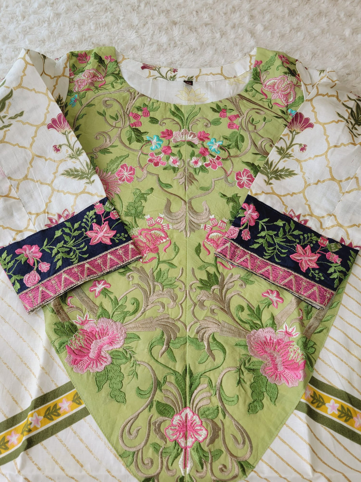 Indian Cotton Stitched Embroidery Suit Ready To Ship