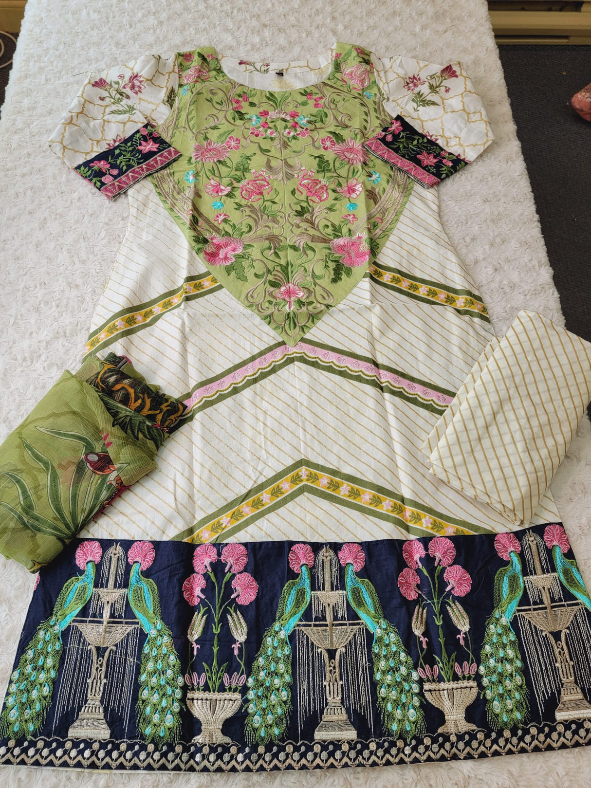 Indian Cotton Stitched Embroidery Suit Ready To Ship