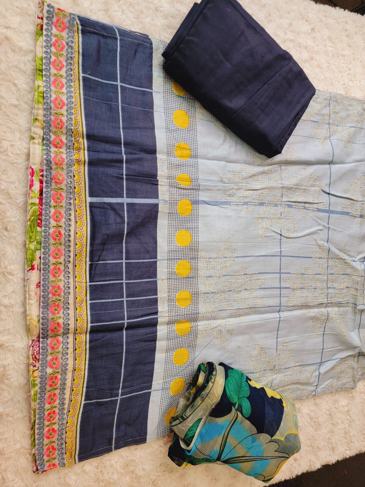 Indian Cotton Stitched Embroidery Suit Ready To Ship