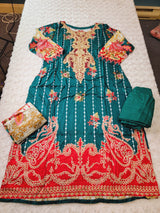Indian Cotton Stitched Embroidery Suit Ready To Ship
