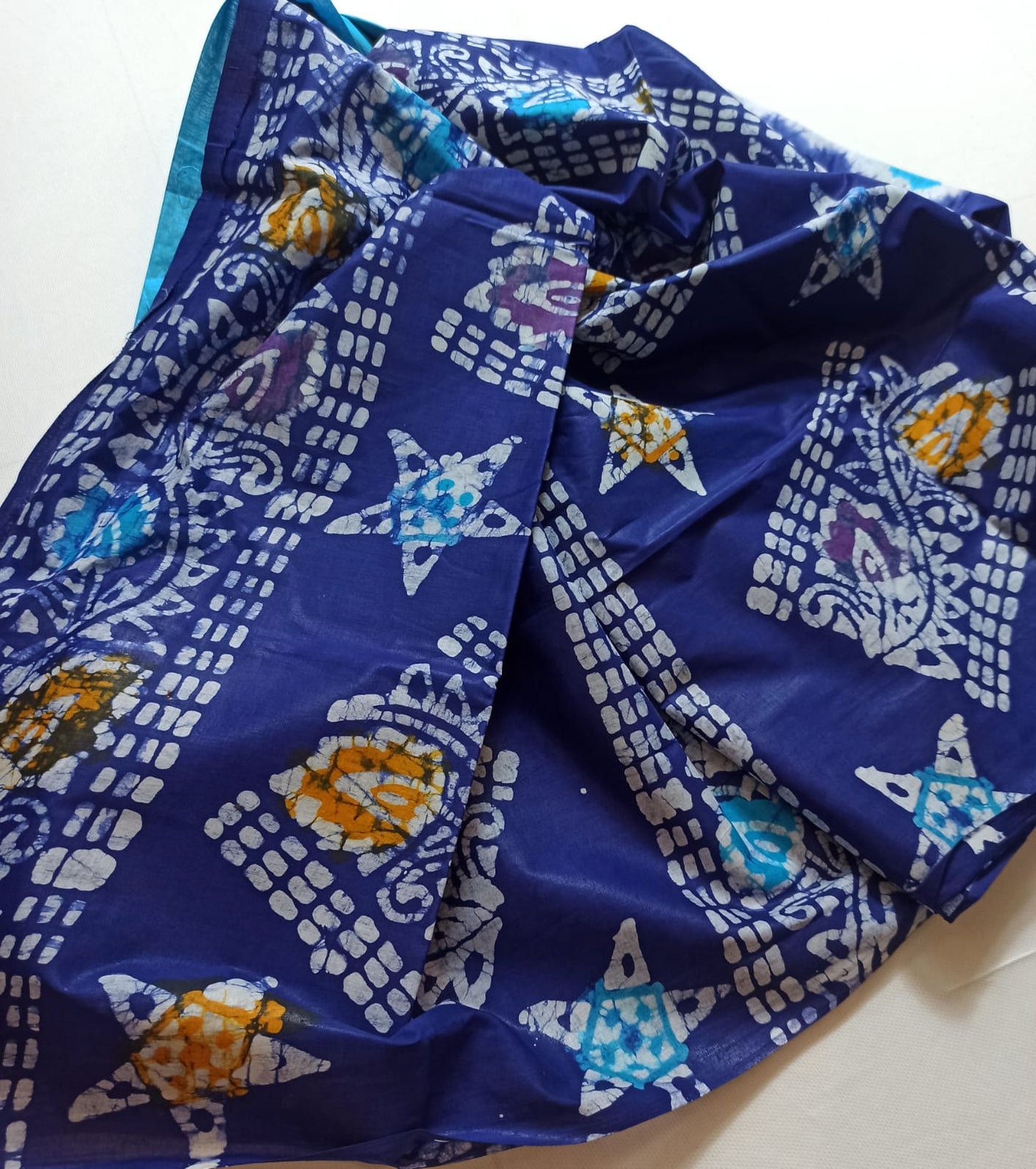 Cotton batik saree with stiched blouse