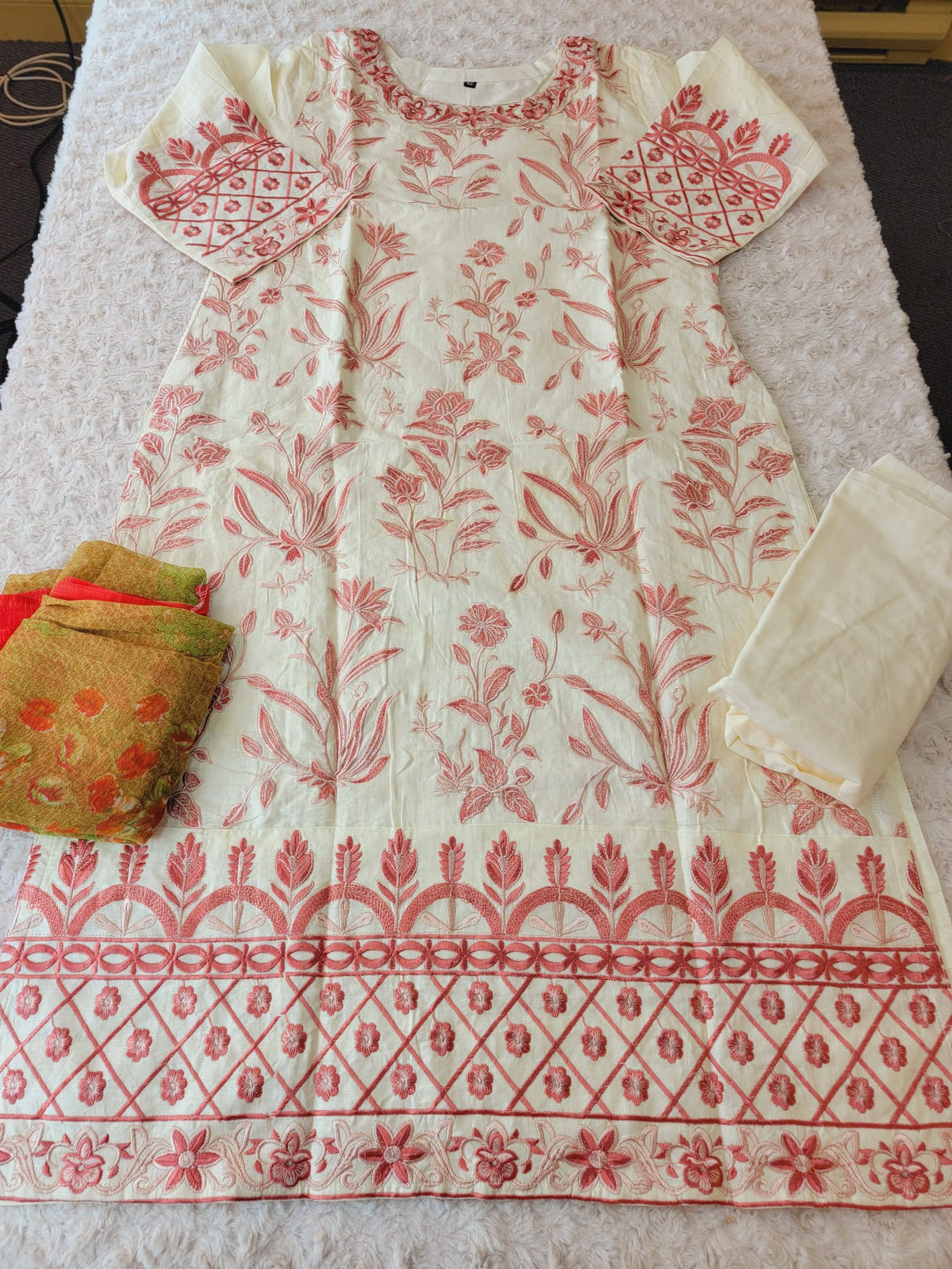 Indian Cotton Stitched Embroidery Suit Ready To Ship