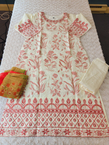 Indian Cotton Stitched Embroidery Suit Ready To Ship