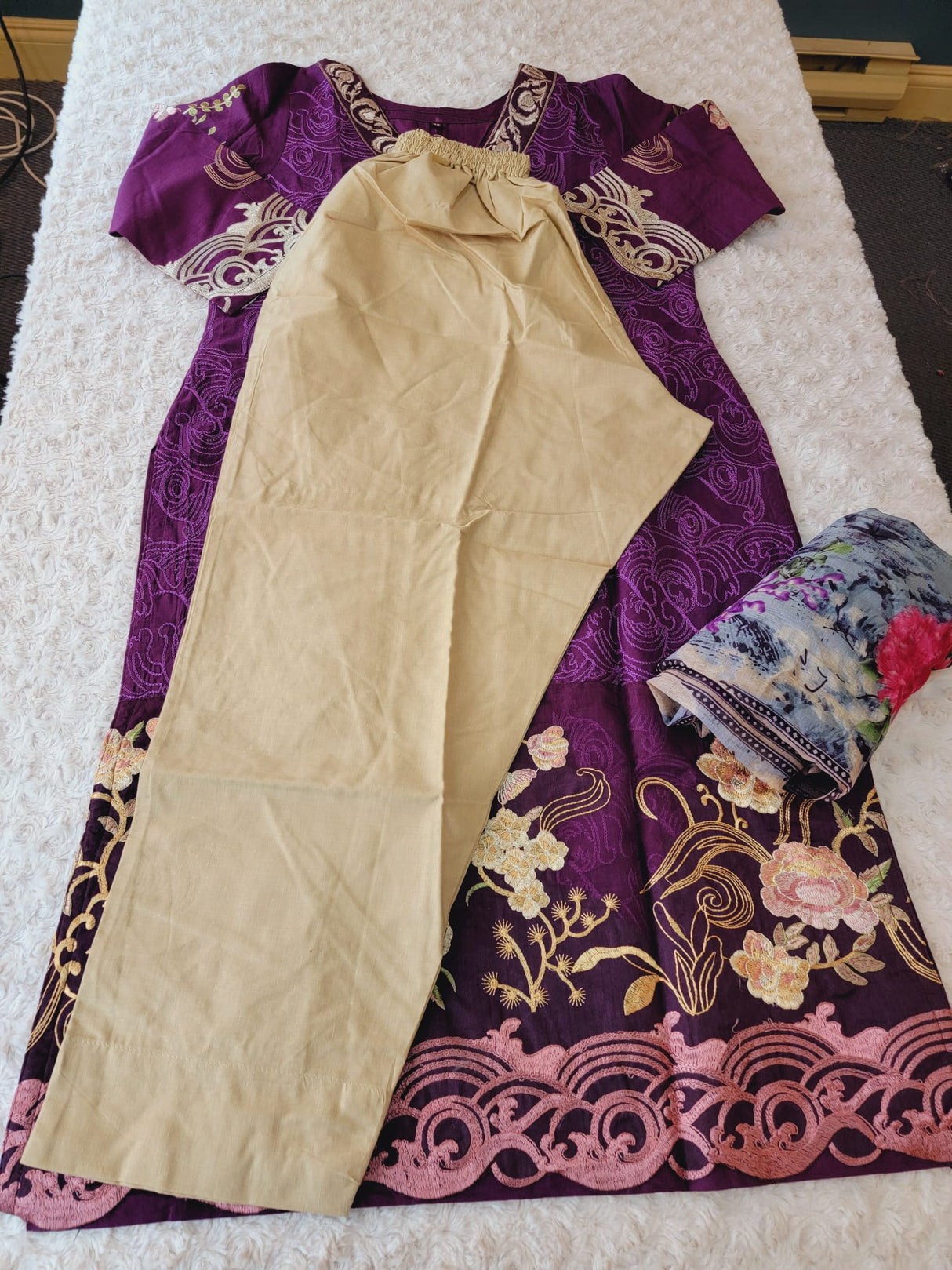 Indian Cotton Stitched Embroidery Suit Ready To Ship