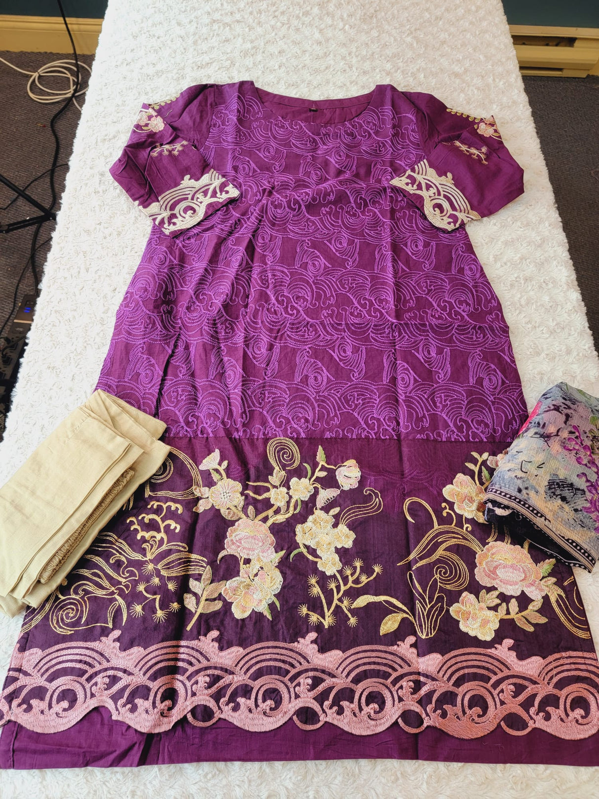 Indian Cotton Stitched Embroidery Suit Ready To Ship