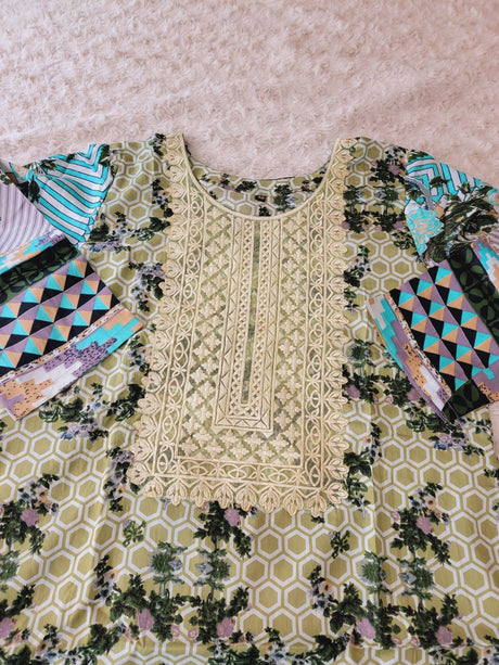 Indian Cotton Stitched Embroidery Suit Ready To Ship