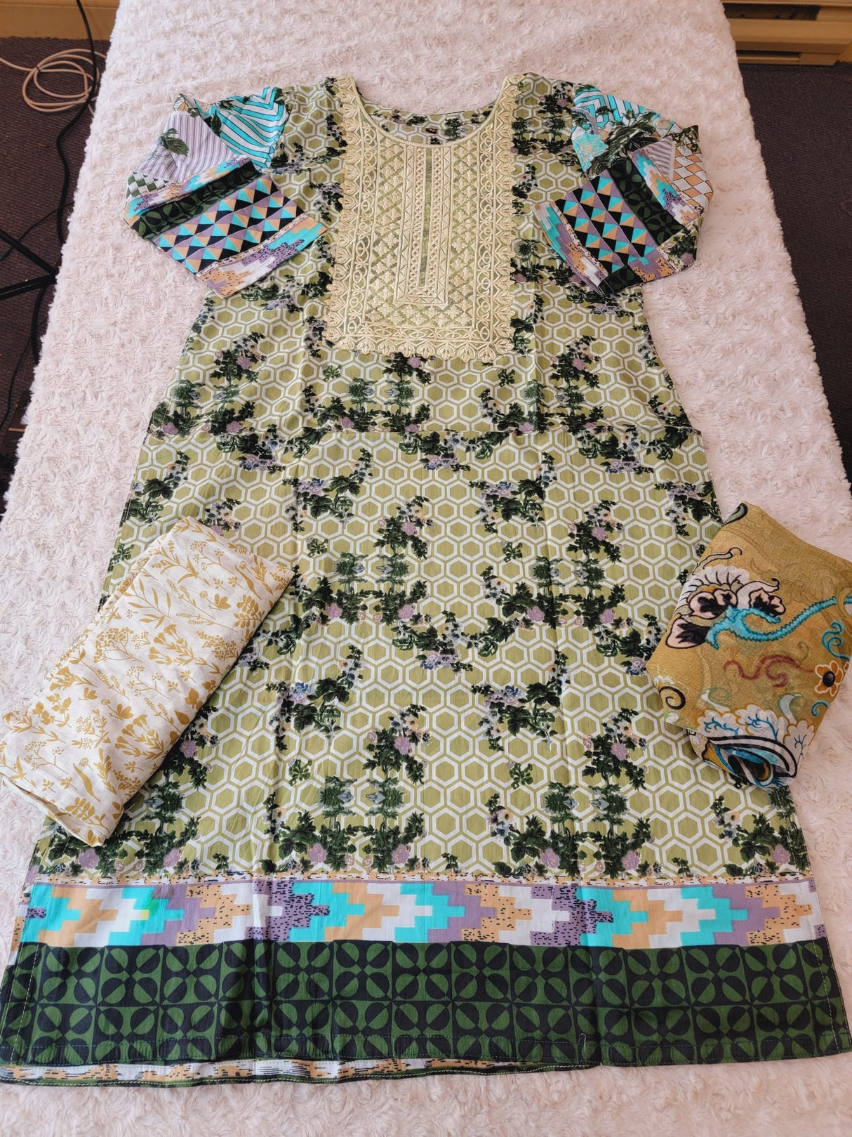 Indian Cotton Stitched Embroidery Suit Ready To Ship