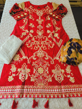 Indian Cotton Stitched Embroidery Suit Ready To Ship