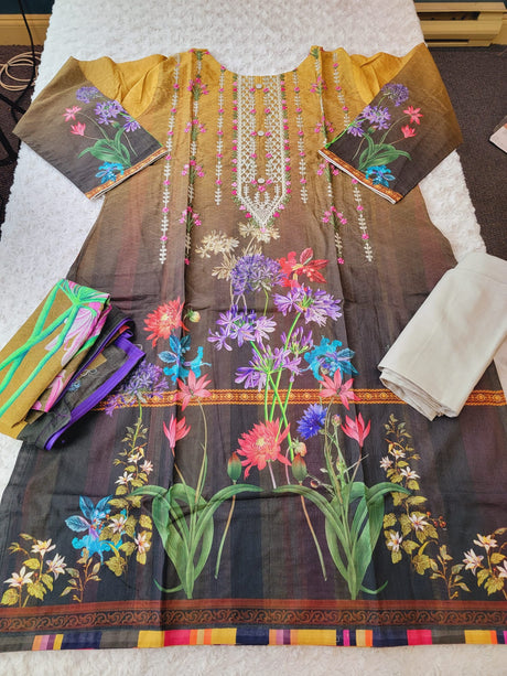 Pakistani Stitched lawn Embroidered Salwar kameez ready to ship