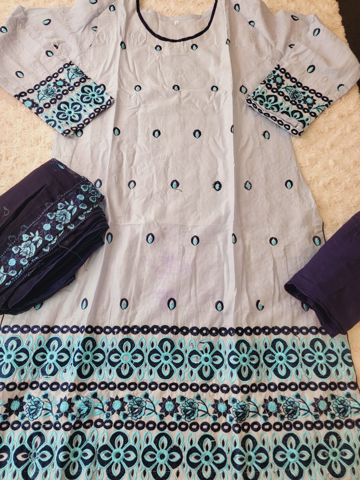 Pakistani Stitched lawn Embroidered Salwar kameez ready to ship