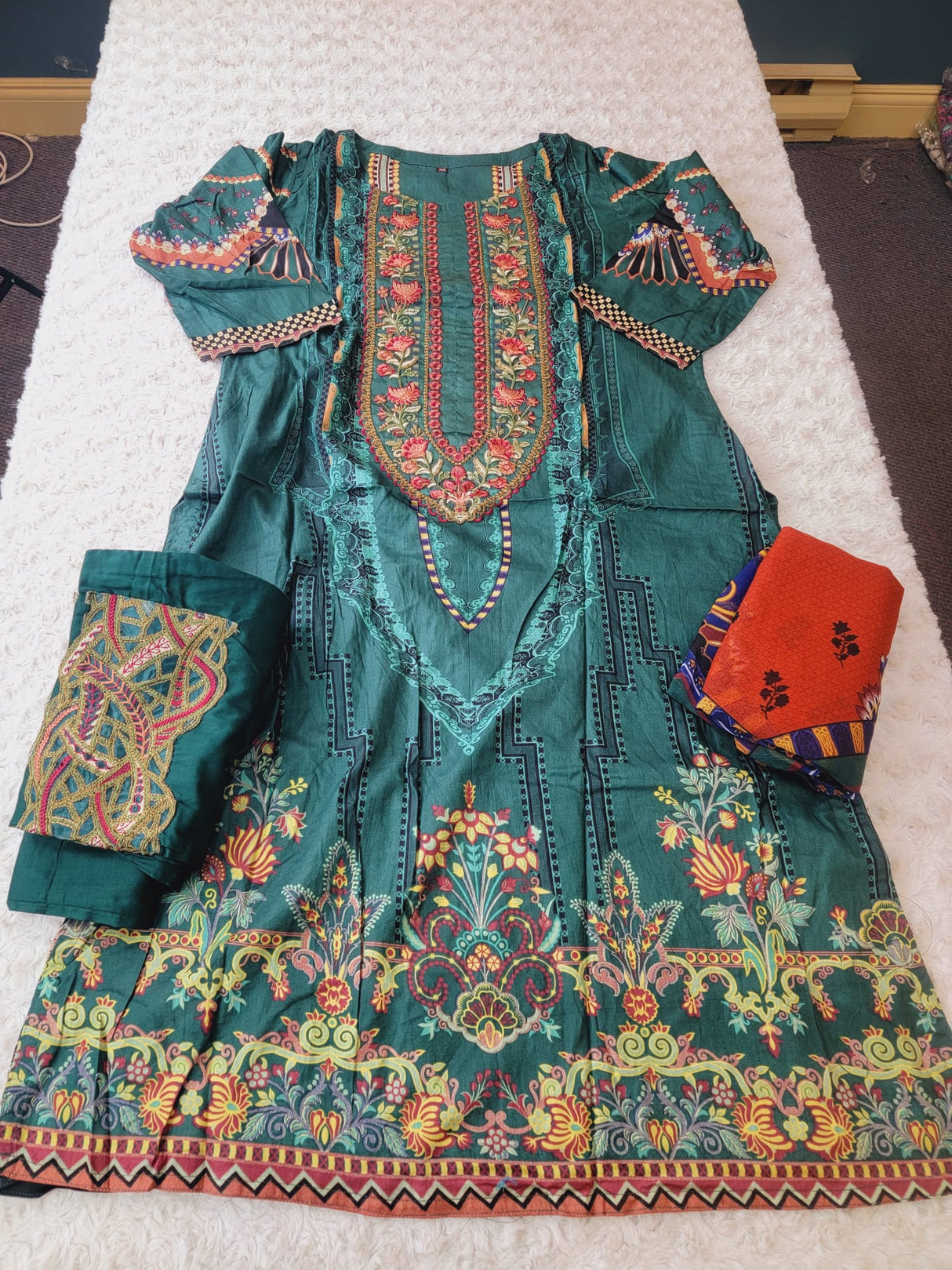 Indian Cotton Embroidered Suit Ready To Ship