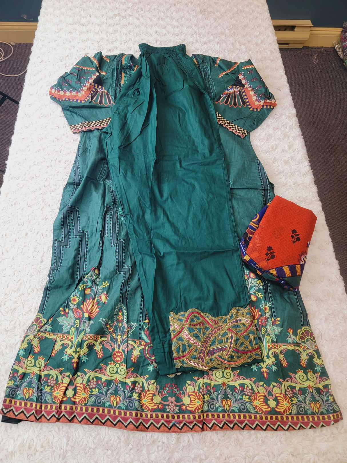 Indian Cotton Embroidered Suit Ready To Ship