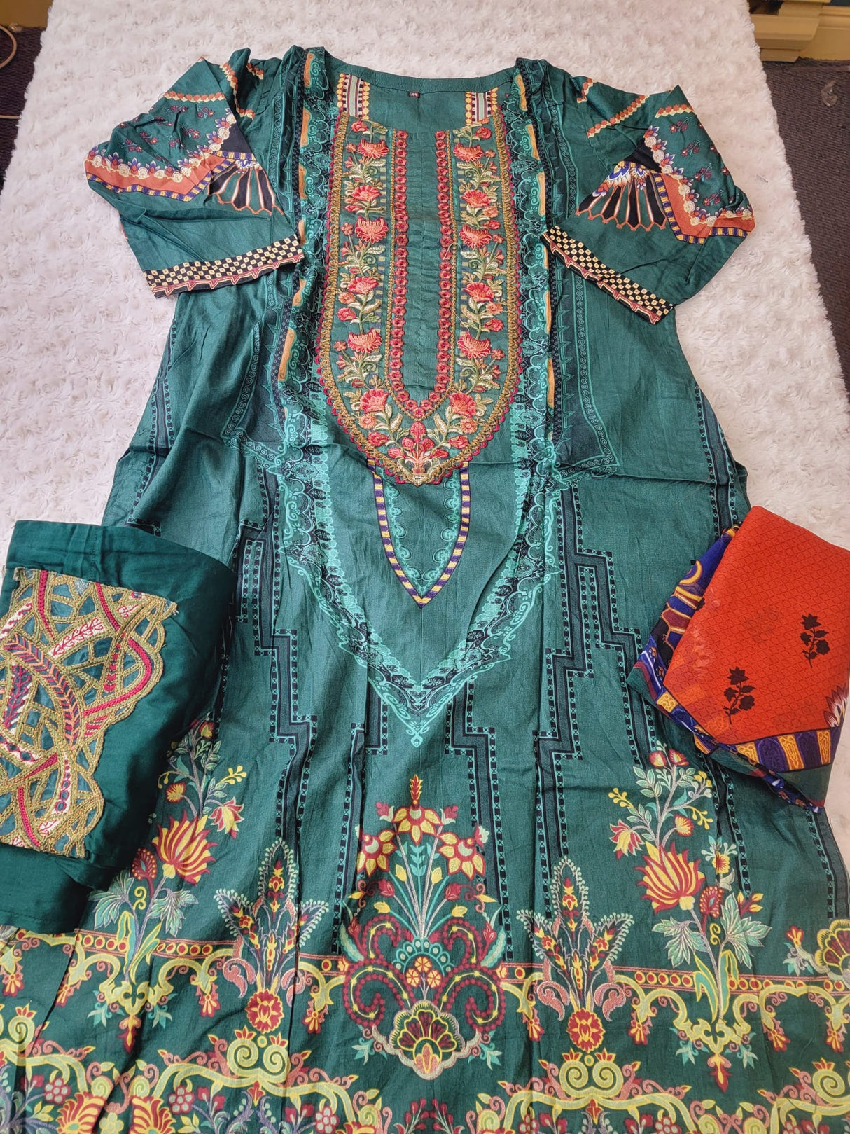 Indian Cotton Embroidered Suit Ready To Ship