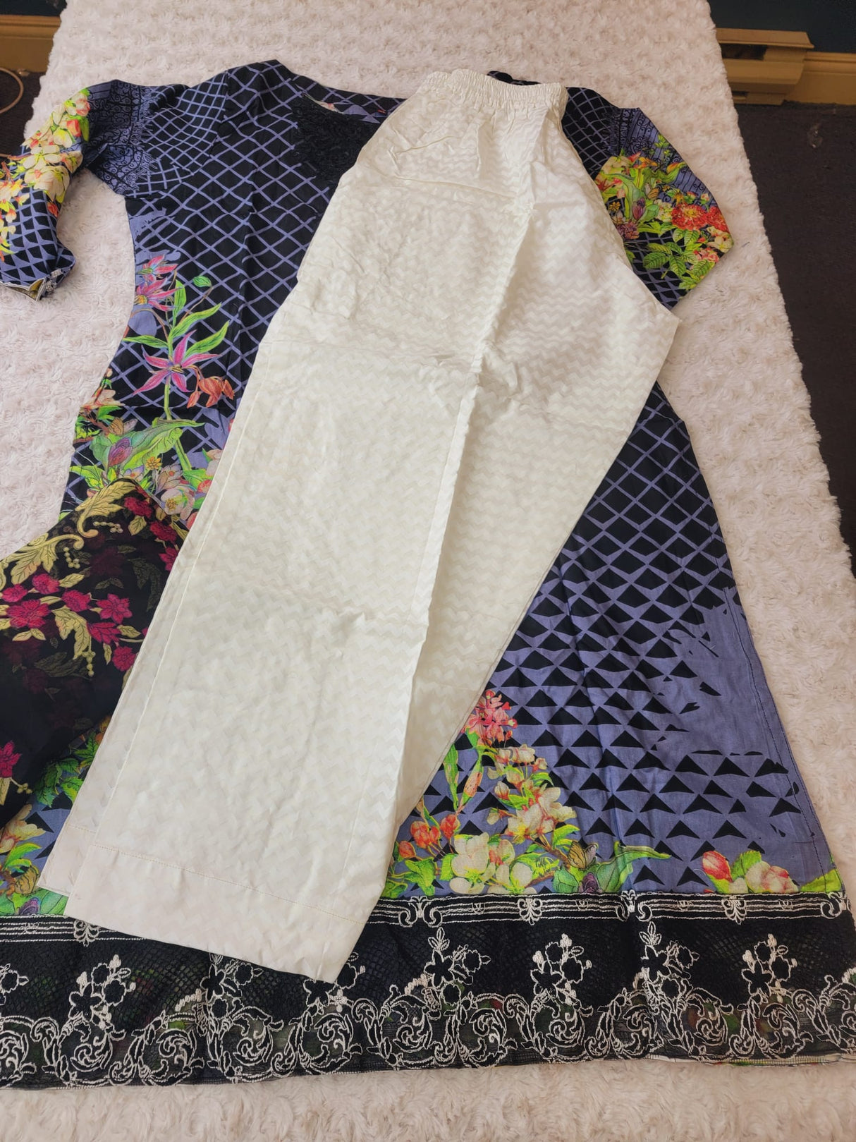 Indian Cotton Embroidered Suit Ready To Ship