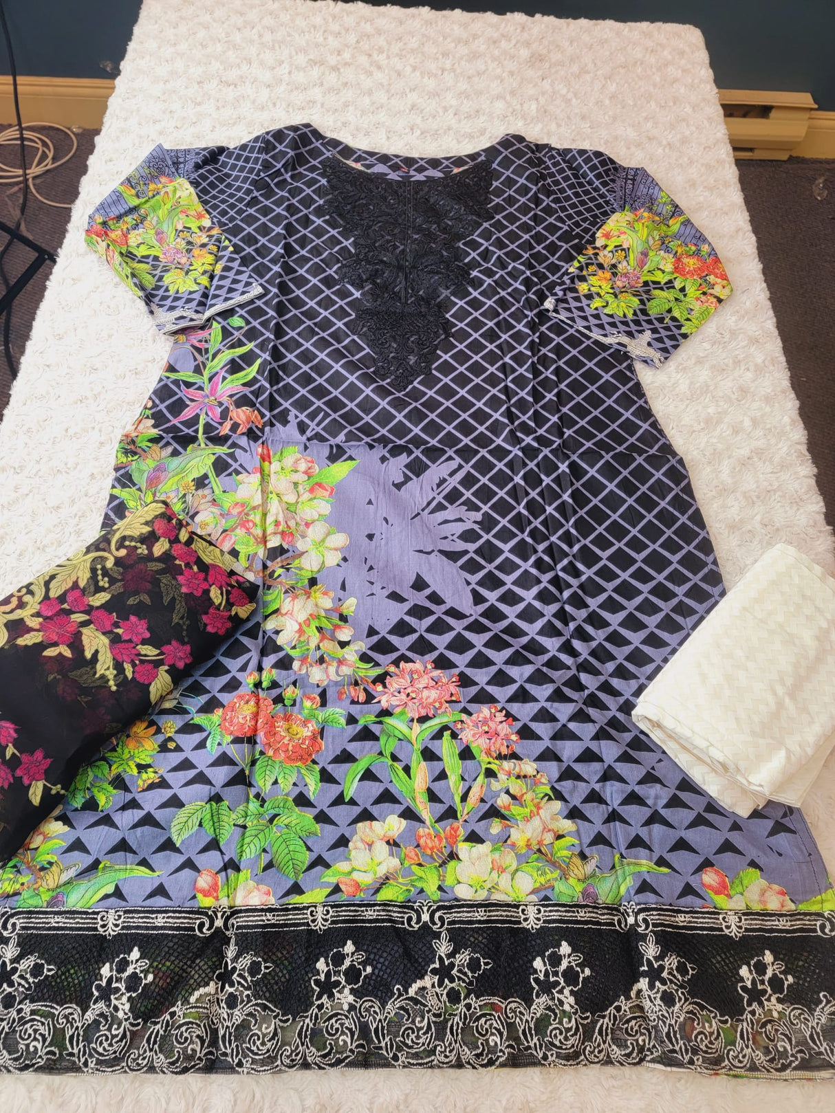 Indian Cotton Embroidered Suit Ready To Ship