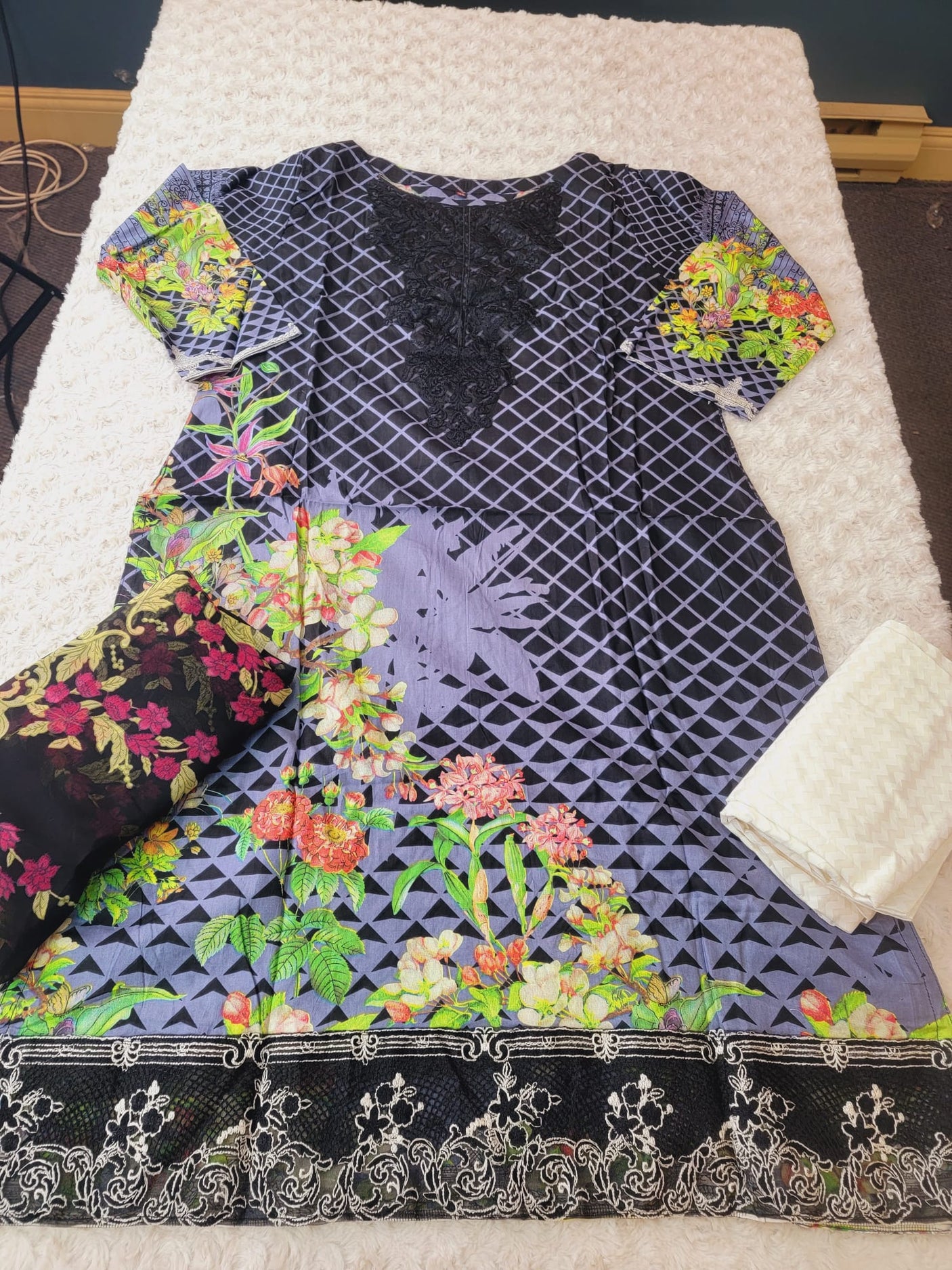 Indian Cotton Embroidered Suit Ready To Ship
