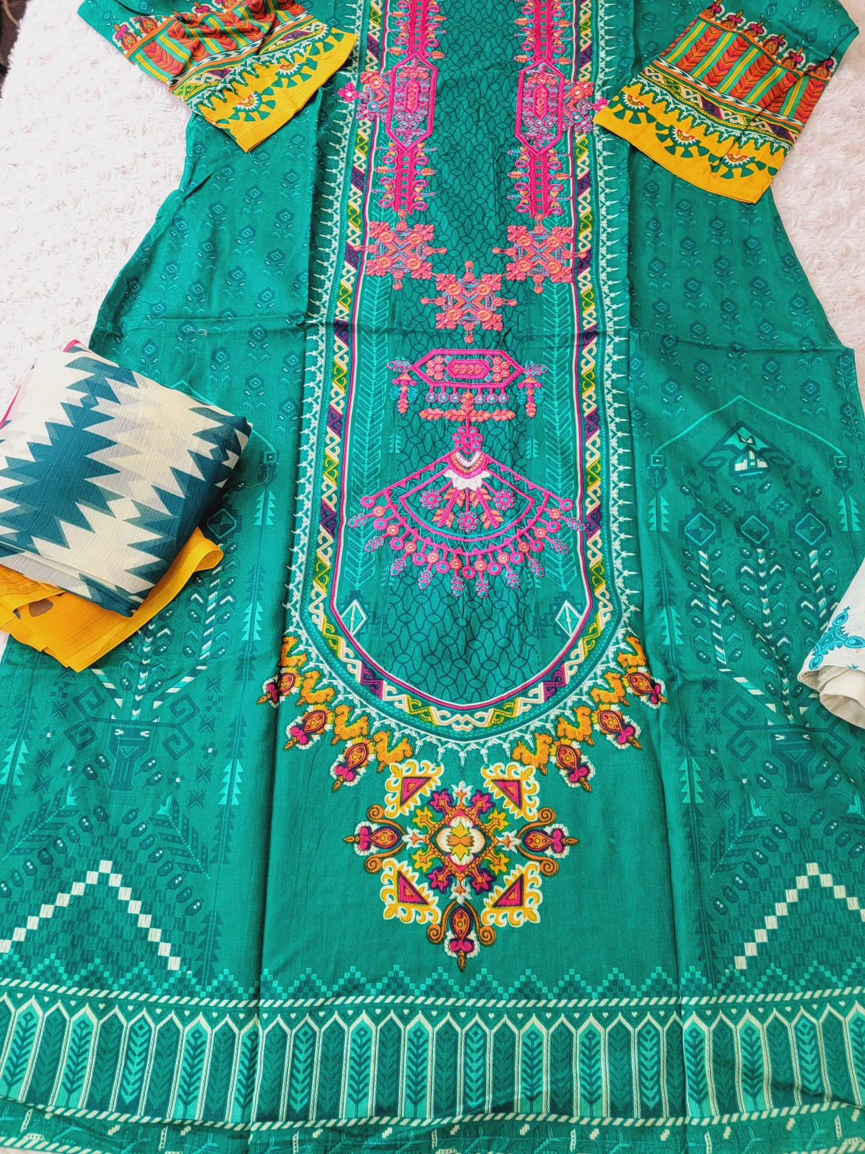 Indian Cotton Embroidered Suit Ready To Ship
