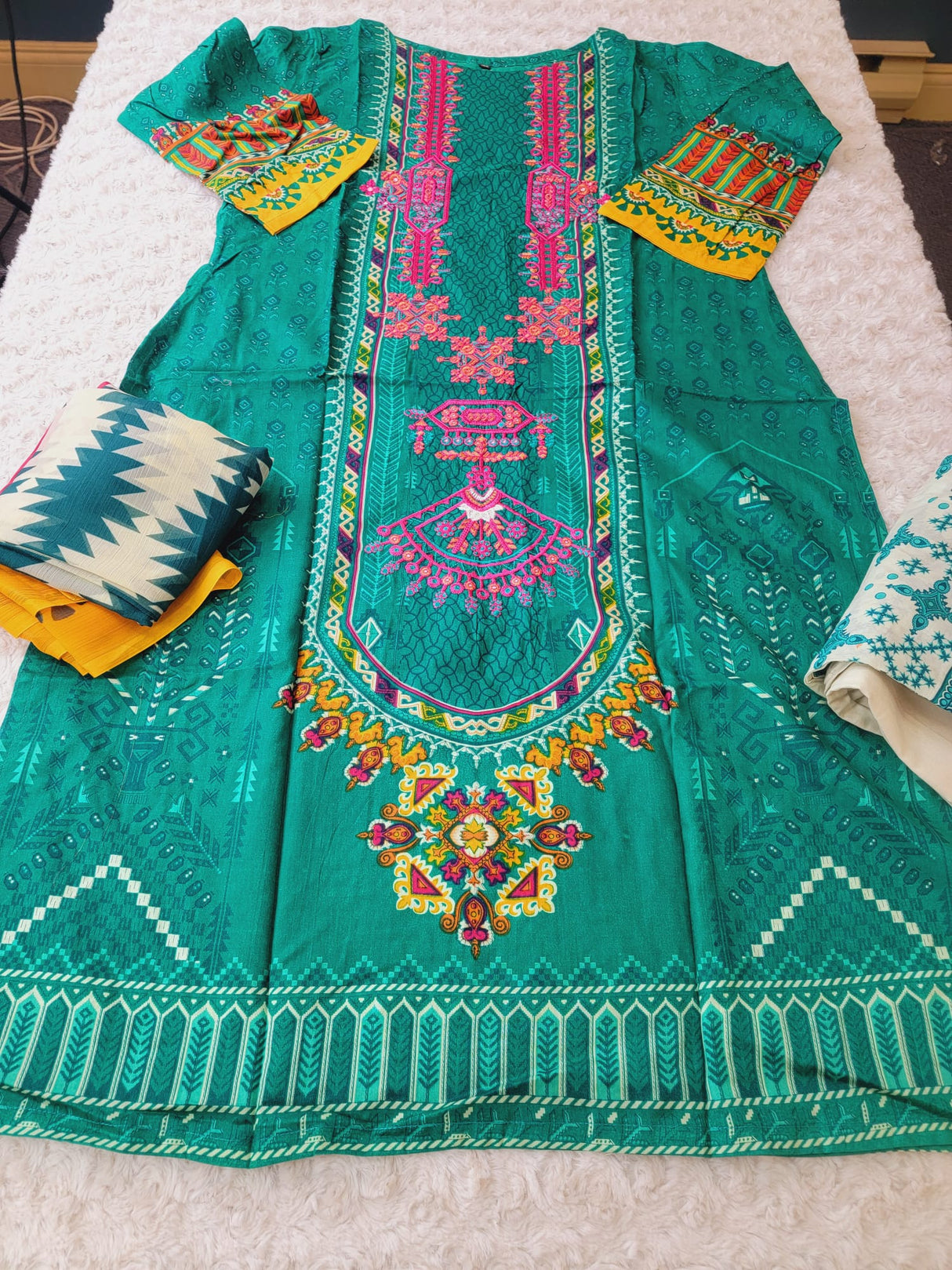 Indian Cotton Embroidered Suit Ready To Ship