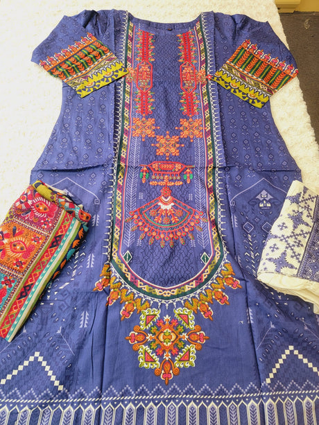 Indian Cotton Embroidered Suit Ready To Ship