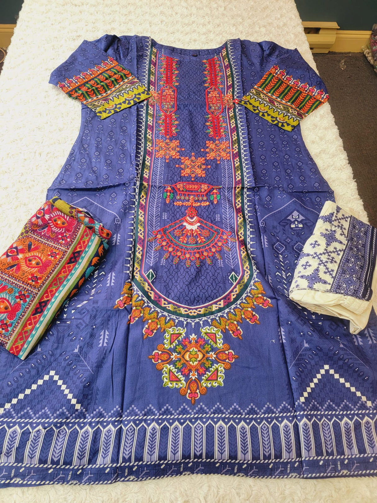Indian Cotton Embroidered Suit Ready To Ship