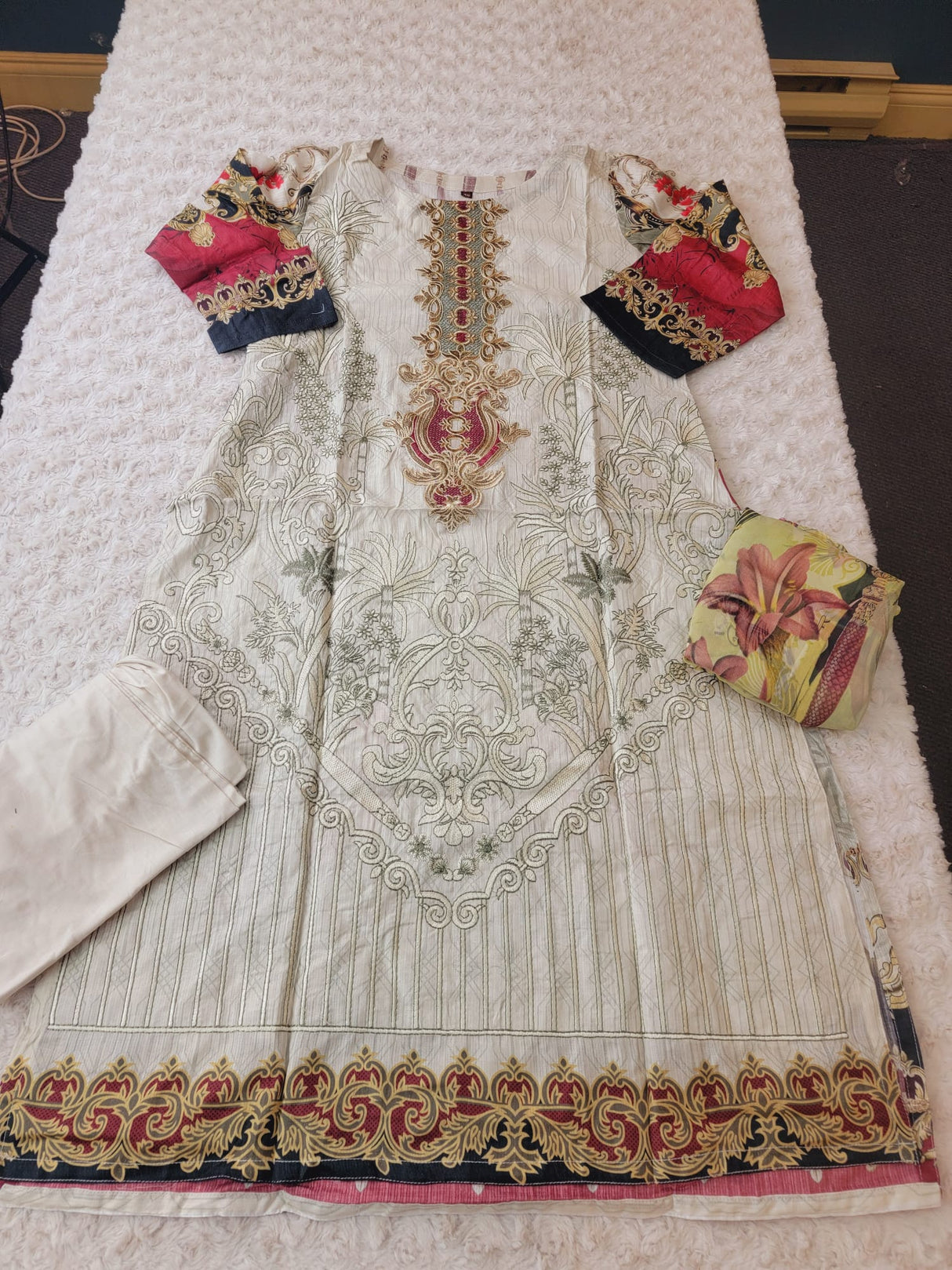 Indian Cotton Embroidered Suit Ready To Ship