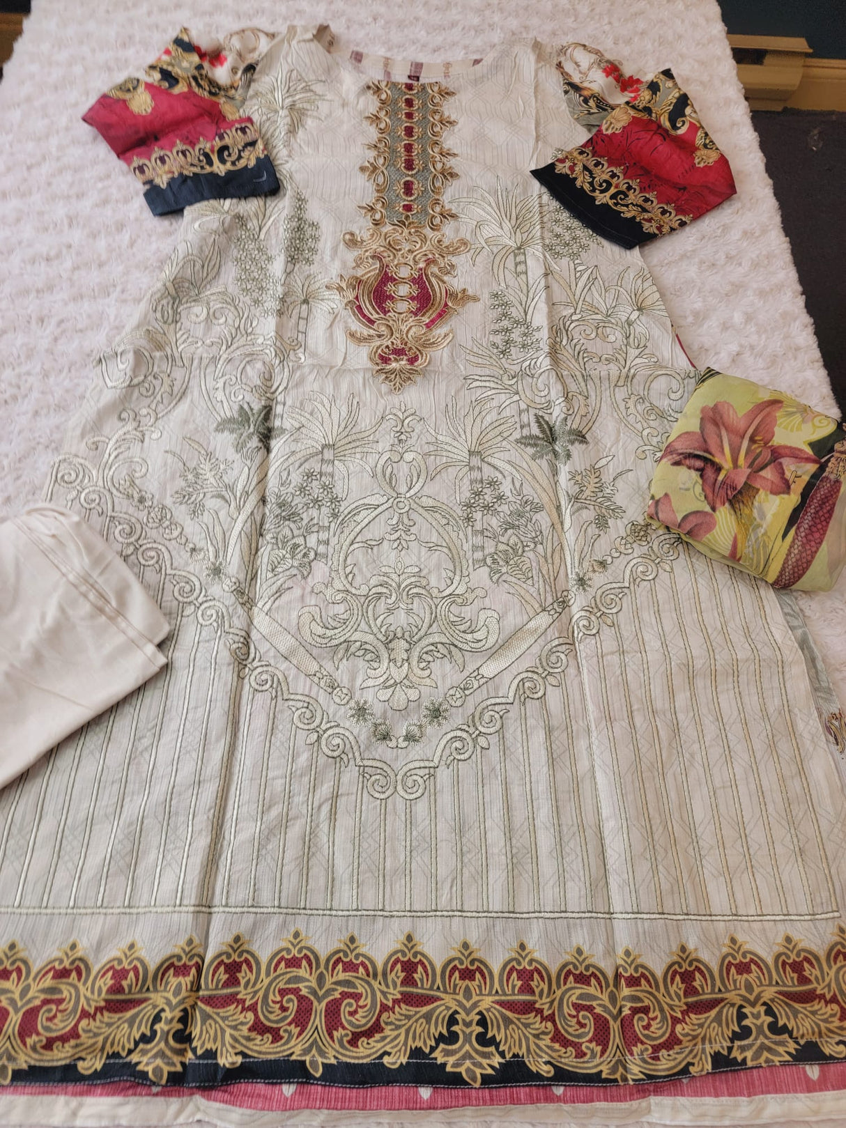 Indian Cotton Embroidered Suit Ready To Ship