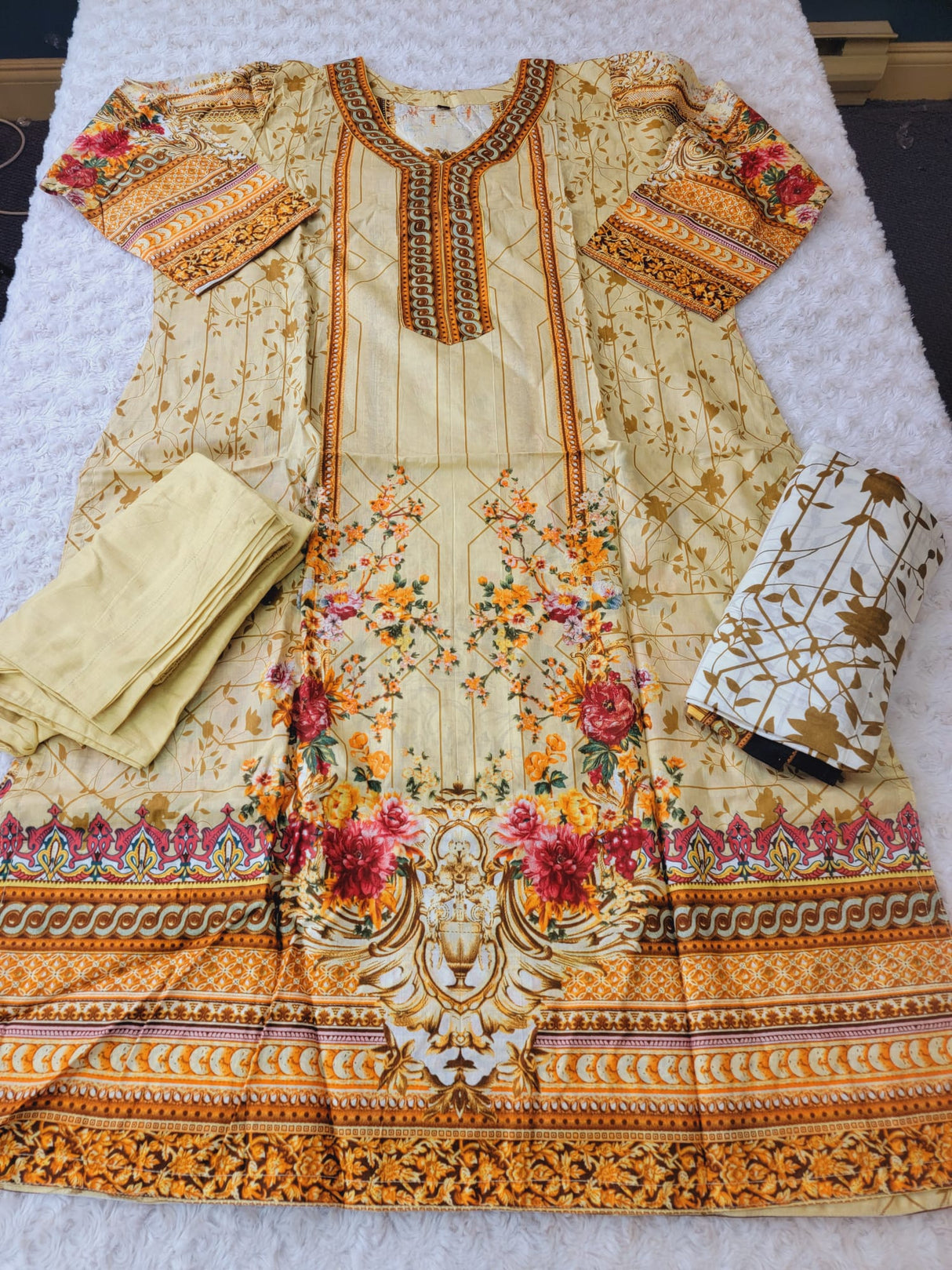 Indian Cotton Embroidered Suit Ready To Ship