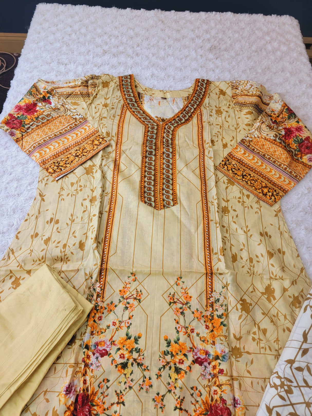 Indian Cotton Embroidered Suit Ready To Ship