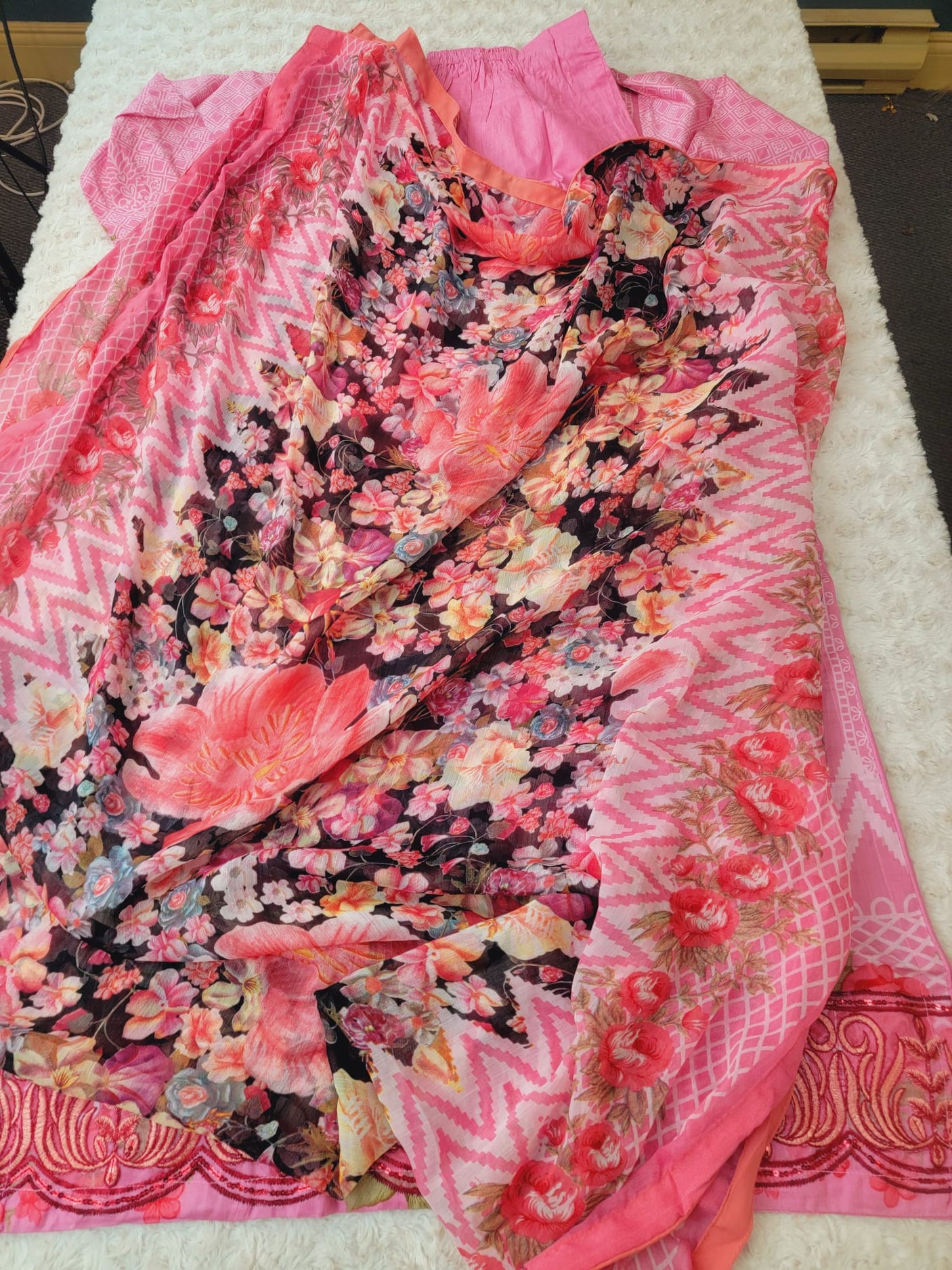 Pakistani Stitched lawn Embroidered Salwar kameez ready to ship