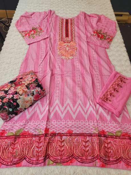 Pakistani Stitched lawn Embroidered Salwar kameez ready to ship