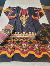Pakistani linen Embroidered Salwar kameez Ready To Ship