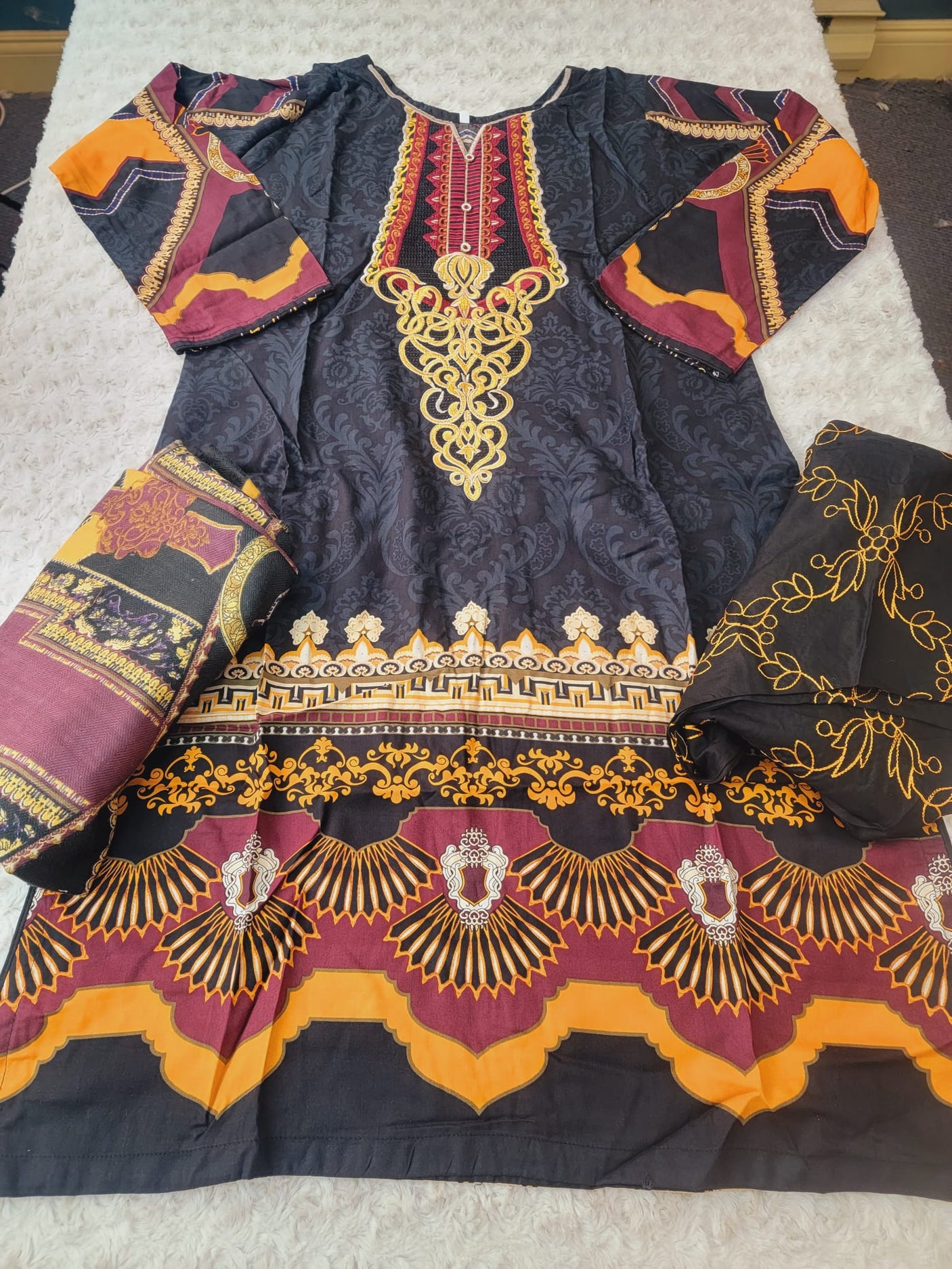 Pakistani linen Embroidered Salwar kameez Ready To Ship