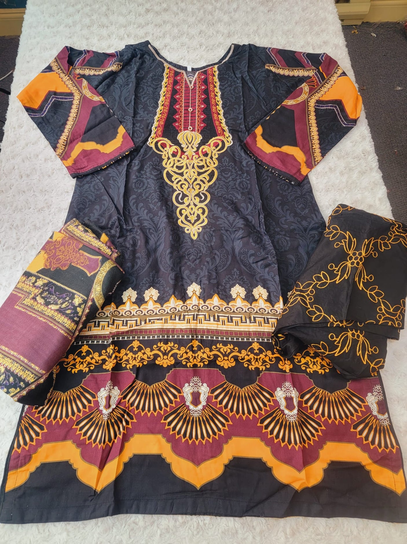 Pakistani linen Embroidered Salwar kameez Ready To Ship