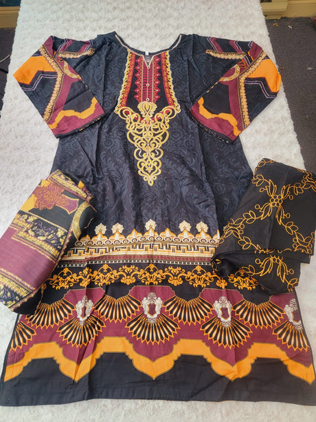 Pakistani linen Embroidered Salwar kameez Ready To Ship