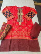 Pakistani linen Embroidered Salwar kameez Ready To Ship