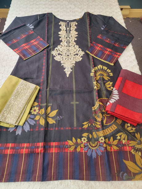 Pakistani linen Embroidered Salwar kameez Ready To Ship