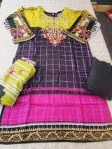 Pakistani linen Embroidered Salwar kameez Ready To Ship