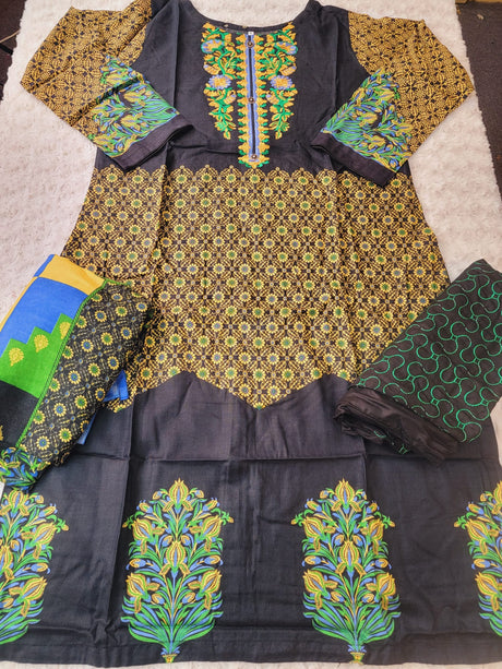 Pakistani linen Embroidered Salwar kameez Ready To Ship