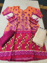 Pakistani linen Embroidered Salwar kameez Ready To Ship