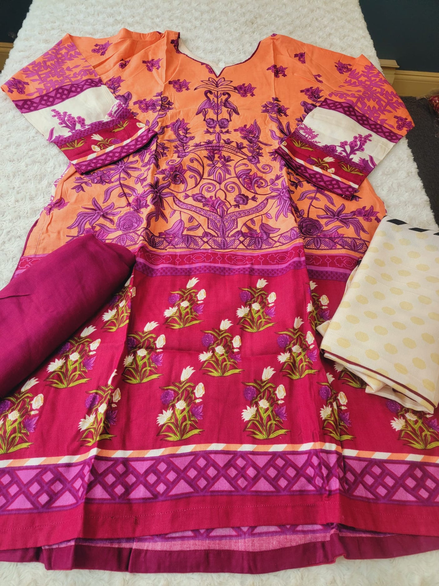 Pakistani linen Embroidered Salwar kameez Ready To Ship