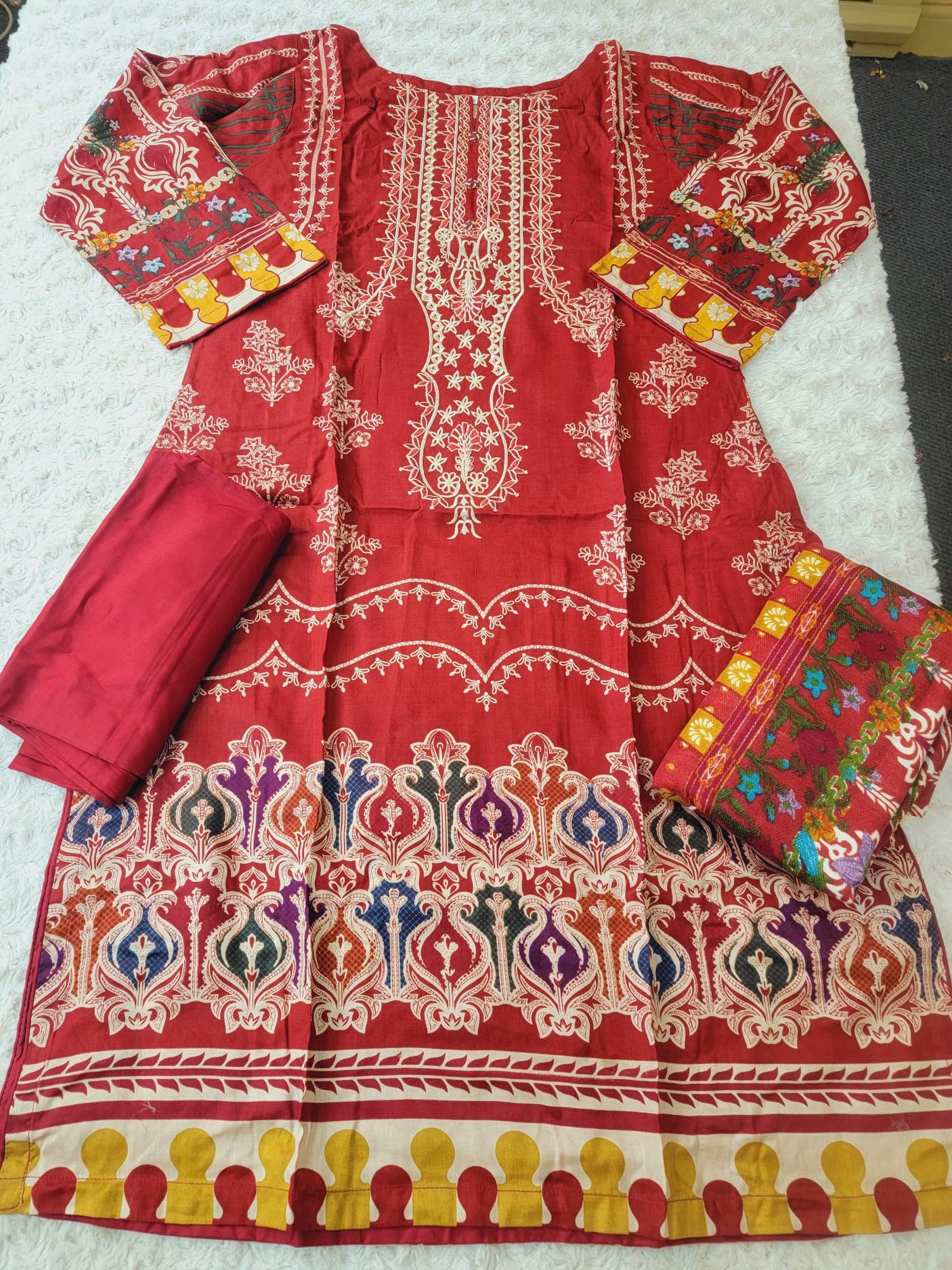 Pakistani linen Embroidered Salwar kameez Ready To Ship