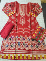Pakistani linen Embroidered Salwar kameez Ready To Ship
