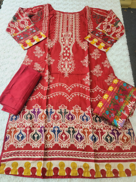 Pakistani linen Embroidered Salwar kameez Ready To Ship