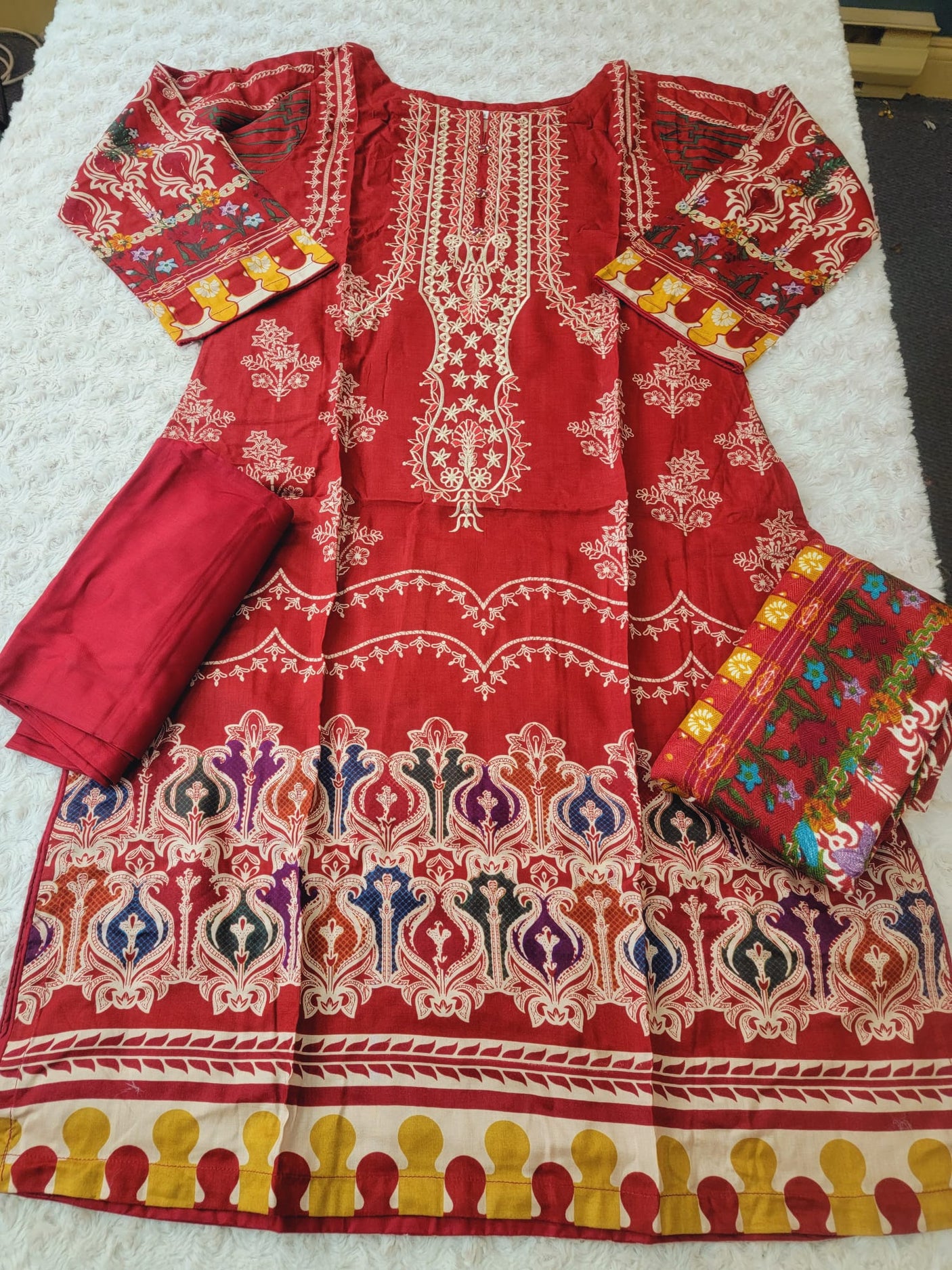 Pakistani linen Embroidered Salwar kameez Ready To Ship